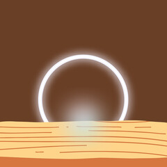 White light circle New product background for small products display post background with wooden product base 