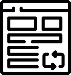 Black outline icon of a website page refreshing with two rotating arrows