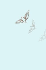 24×36 inches boho wall art  light green with Bird flying 