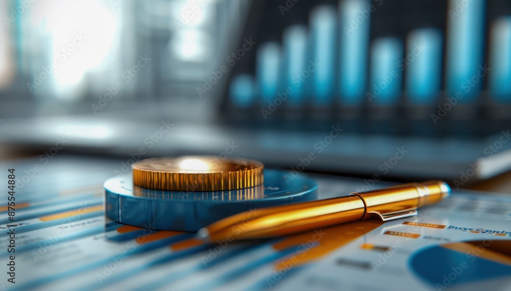 Poster enterprise growth and progress visualizing success with commercial charts and data analysis discover