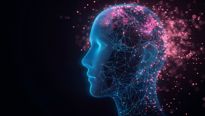 Cyberpunk landscape with 3D futuristic technology with retro synthwave elements isolated on black background. 3d illustration. Generative AI