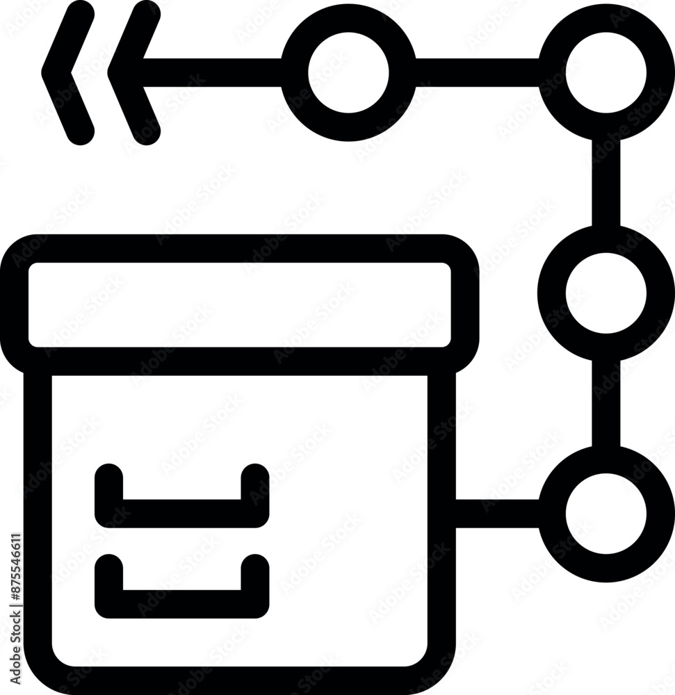 Poster bold line icon of a database transferring data through connected circles