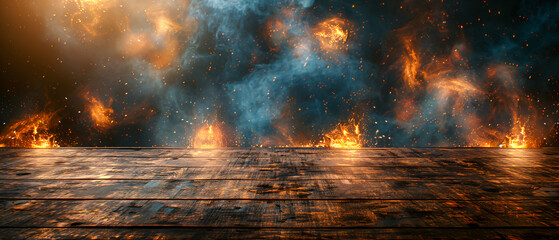 Fiery blaze with glowing orange and red flames