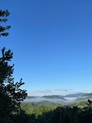Obraz premium Morning mist over the mountains of West Virginia