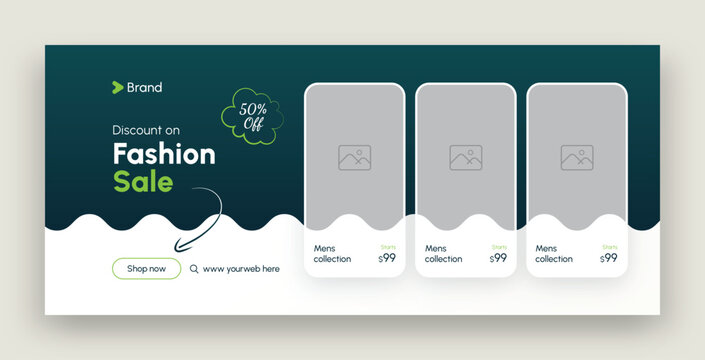 Discount fashion sale facebook cover or web banner design template