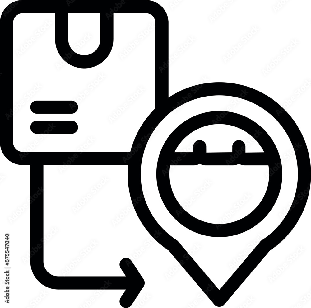 Poster icon of a parcel tracking system showing a box and a gps location