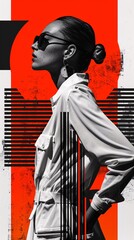 geometric art poster of a woman