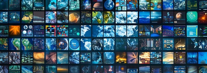 Digital contents concept. Social networking service. Streaming video. NFT. Non-fungible token. Wide angle visual for banners or advertisements. Generative AI