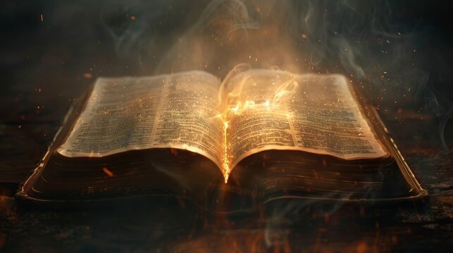 Deuteronomy. An open Bible dramatically showcasing the book's title in a grand cinematic style. Perfect for use in slideshows, Bible studies, banners, landing pages, religious gatherings, and more.