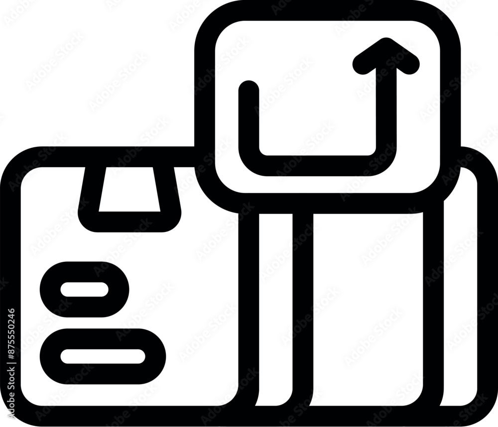 Poster simple delivery icon representing a cardboard box with an up arrow sign on it