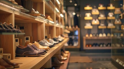 Modern shoe store with various footwear on display