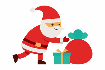 Merry Christmas and Happy New Year Santa Claus vector illustration silhouette