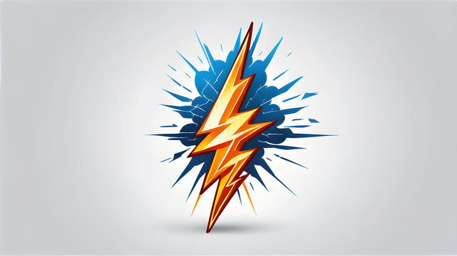Lightning speed logo icon on white background, Generative AI