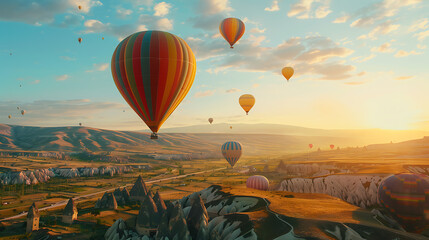 Naklejka premium Majestic Hot Air Balloon Festival at Sunrise