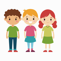 Diverse Children Group Vector on White Background