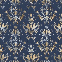 Classic Blue-Green Floral Pattern on Red Background