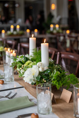Candles and Greenery Centerpiece