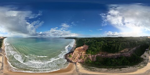 360 aerial photo taken with drone of Mirante da Praia de Cacimbinhas in Pipa, Rio Grande do Norte, Brazil