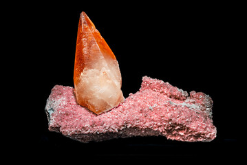 Fiery Beacon: Striking Calcite on Cobaltoan Calcite from Hillman Hall of Minerals and Gems,...