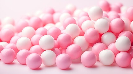 Assorted Pink and White Bubblegum Balls in a Closeup View