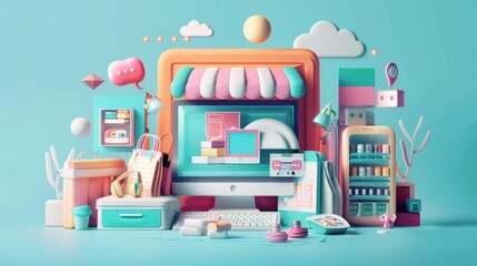 Naklejka premium Design, marketing, and illustration services for online businesses: - Graphic elements - Marketing campaigns - 3D web vector illustrations