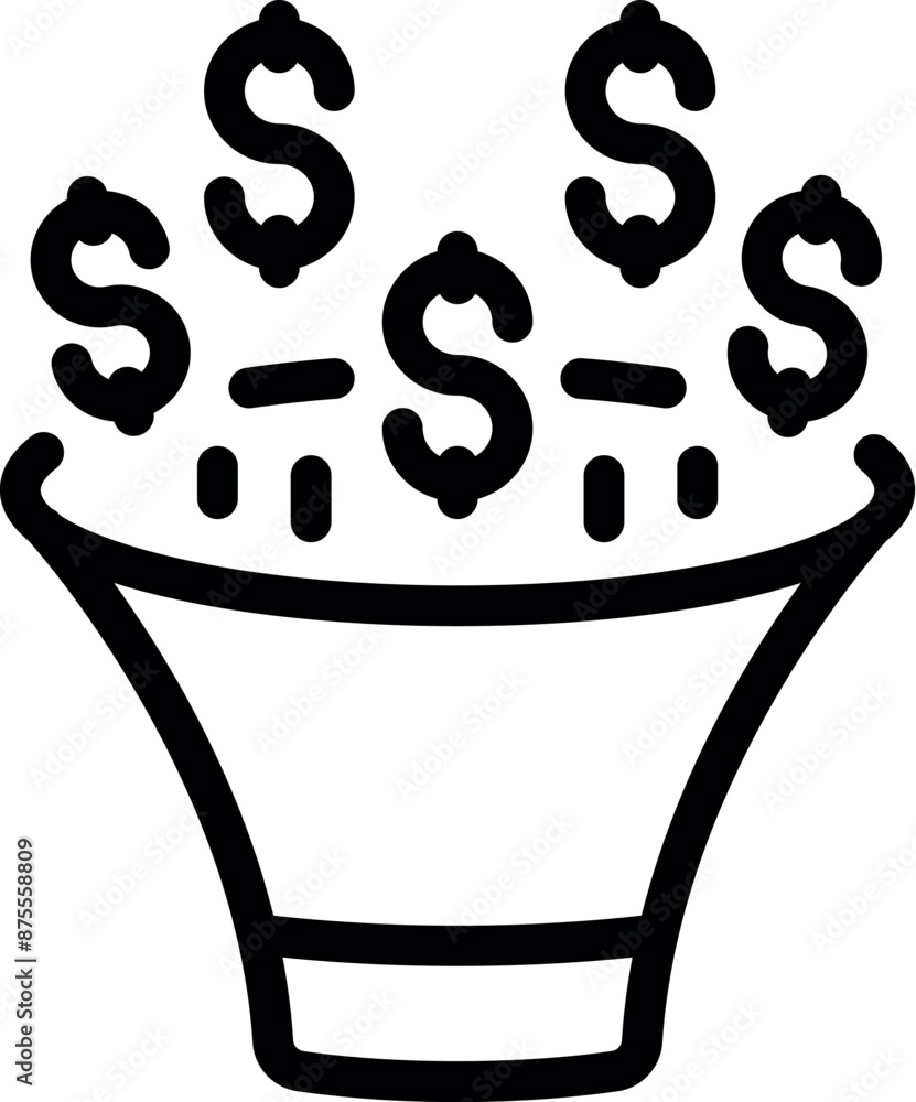 Poster sales funnel icon representing growing profits by optimizing the customer journey and boosting conve