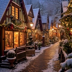 A view of a Christmas street in the old town of Tallinn, Estonia.