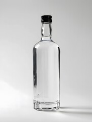 Fototapeta premium Clear bottle of vodka on a white background