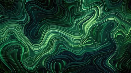 Fototapeta premium A green, wavy line with a dark background