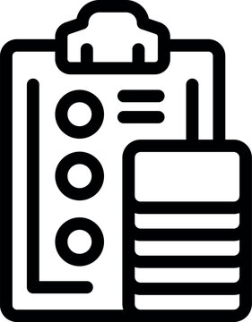 recommend clip art: Line art icon of a security guard using walkie talkie checking checklist on clipboard