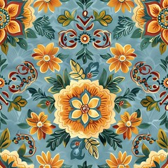 Folk Art Inspired Floral Print for Clothing