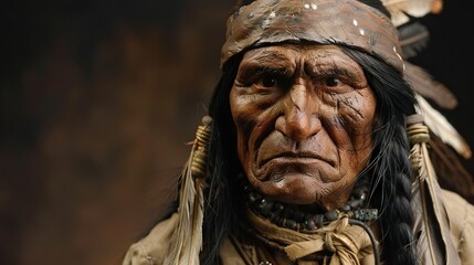  Chiricahua Apache warrior in Indian clothing and feathered headdress. 1909 .