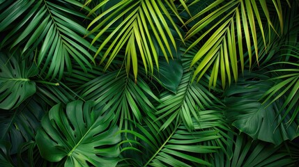 A lush green leafy forest with many green leaves. The leaves are large and green, and they are spread out in a variety of sizes and shapes. The forest is full of life and energy