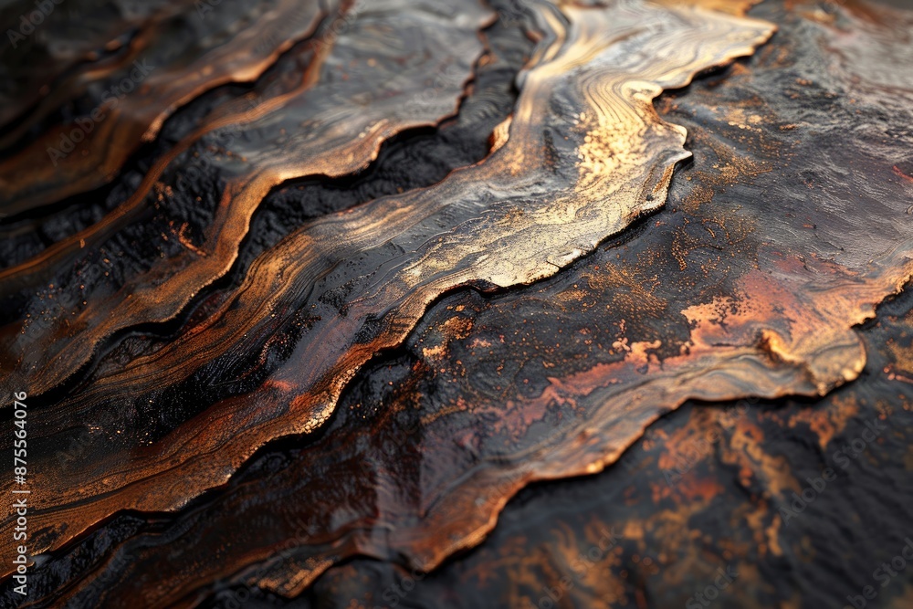 Poster a rocky surface with a metallic sheen, giving it a rugged and industrial appearance. the texture of 