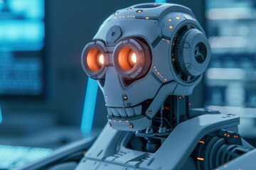 Fototapeta premium An advanced office AI assistant takes the form of a strange