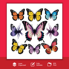 butterfly stickers set vector groups of butterflies