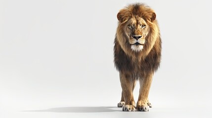 Male adult Lion standing  Panthera Leo  isolated on white