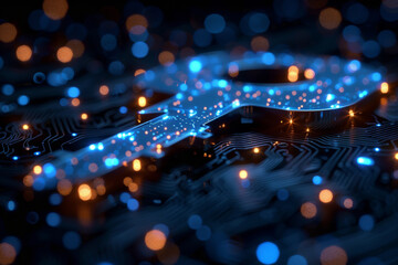 Abstract key on a black background. Cyber security concept.  