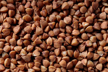 Buckwheat Grains Close Up Background, Top View