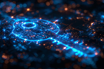 Abstract key on a black background. Cyber security concept.  