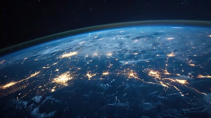 Obraz premium Global business concept illustrated through Earth from space.