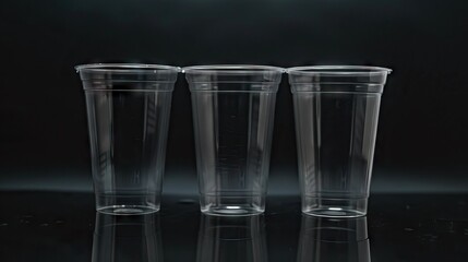 amazing trick with plastic three cups  close up side view photo  entertainment concept