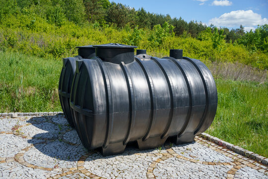 two copies of a plastic septic tank for a domestic sewage treatment plant