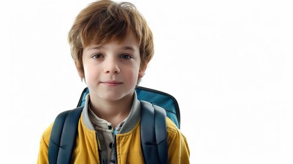 Happy schoolboy with backpack  back to school portrait.