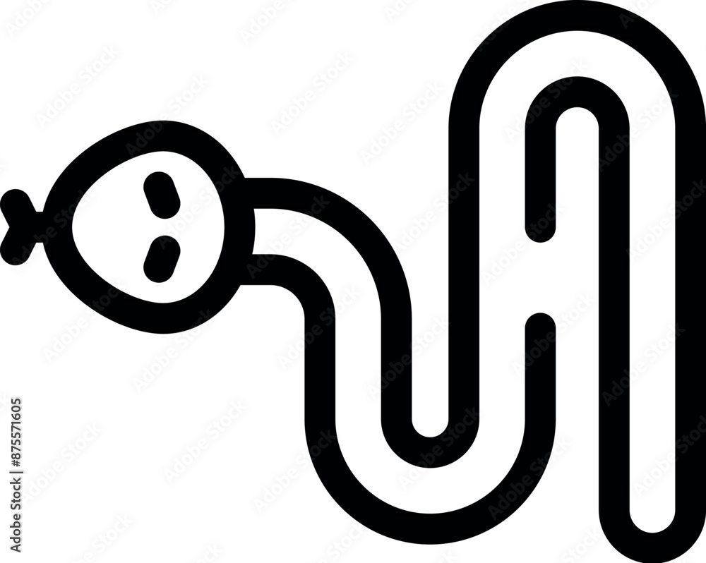 Poster simple bold line icon representing a plumbing system with a snake clogging a drain pipe