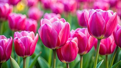 Obraz premium Close-up of vibrant pink tulips in bloom, pink, tulips, flowers, close-up, vibrant, beautiful, garden, nature, petals, spring