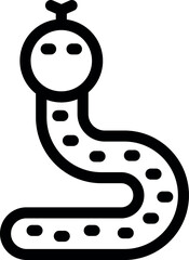 Black mamba snake crawling with its tongue out in a simple line icon style