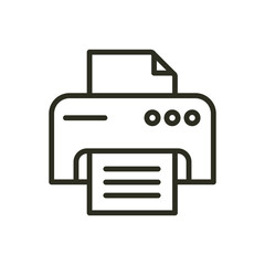 Printer office document printout device outline icon. Paper printing device vector icon illustration image