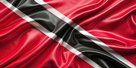 Closeup of ruffled Trinidad and Tobago flag , Trinidad and Tobago, flag, closeup, ruffled, national symbol, Caribbean