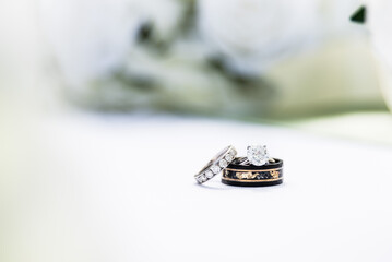 Wedding Rings With Floral Background